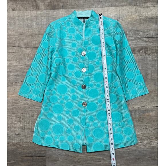 Ming Wang XS Button Up Jacket Top 3/4 Sleeve Art Polka Dot Luxury Designer Glam - Picture 7 of 9